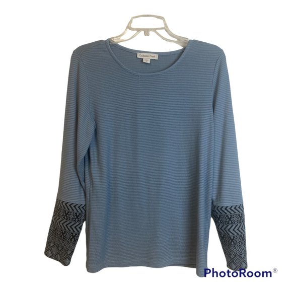 Coldwater Creek Tops - Coldwater Creek Women's Long Chevron Sleeve Sweater With Scoop Neckline